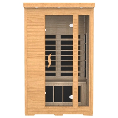 Home Canadian Red Cedar Wood سونای مادون قرمز 2 نفره برای مجسمه سازی بدن